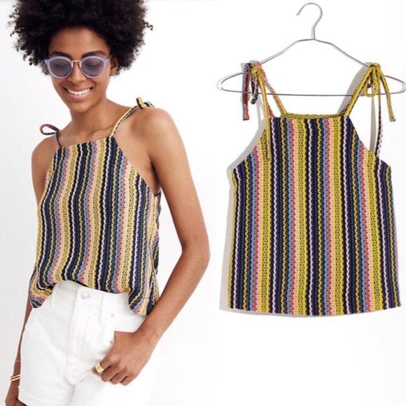Madewell Tops - Madewell | NWT Crochet Tie Shoulder Tank Top